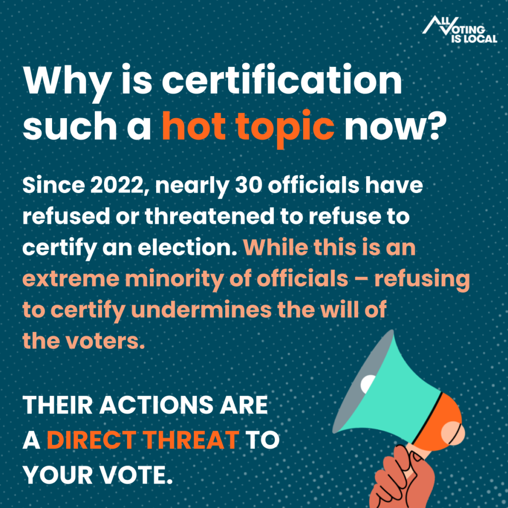 Certification - All Voting is Local