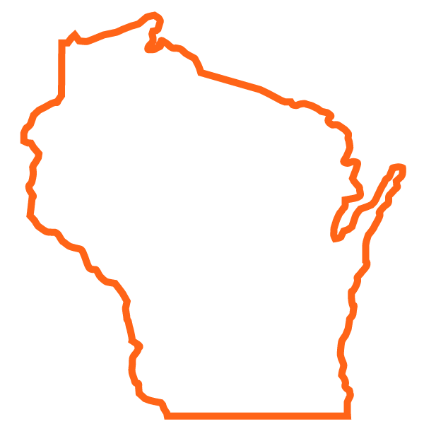 State of Wisconsin, outlined in orange